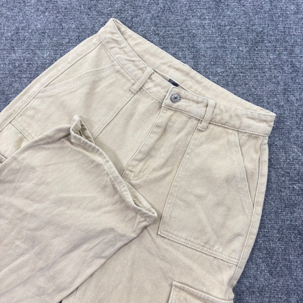 Cider Cargo Pants Medium Beige‎ Wide Leg High Waist Utility Trousers Women
